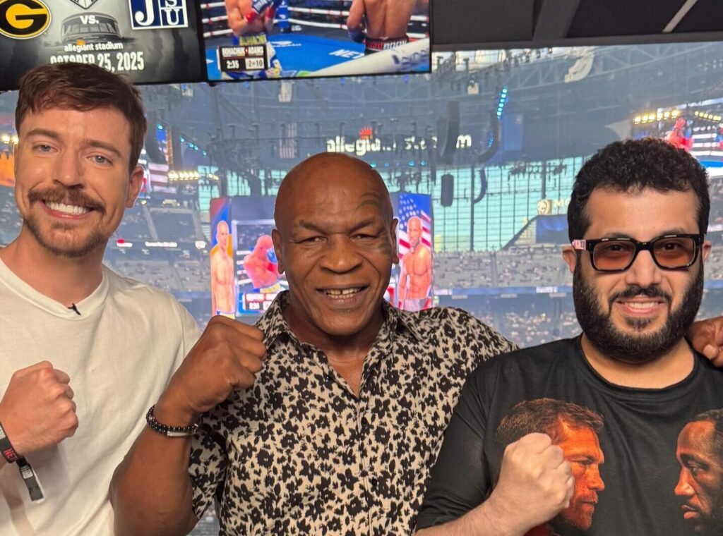 MrBeast Takes A Punch From Mike Tyson For Canelo Crawford Fight MrBeast Takes A Punch From Mike Tyson For Canelo Crawford Fight