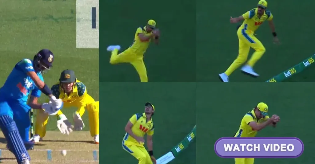 AUS vs IND [WATCH]: Mitchell Starc takes a jaw-dropping boundary catch to dismiss Axar Patel in Adelaide ODI