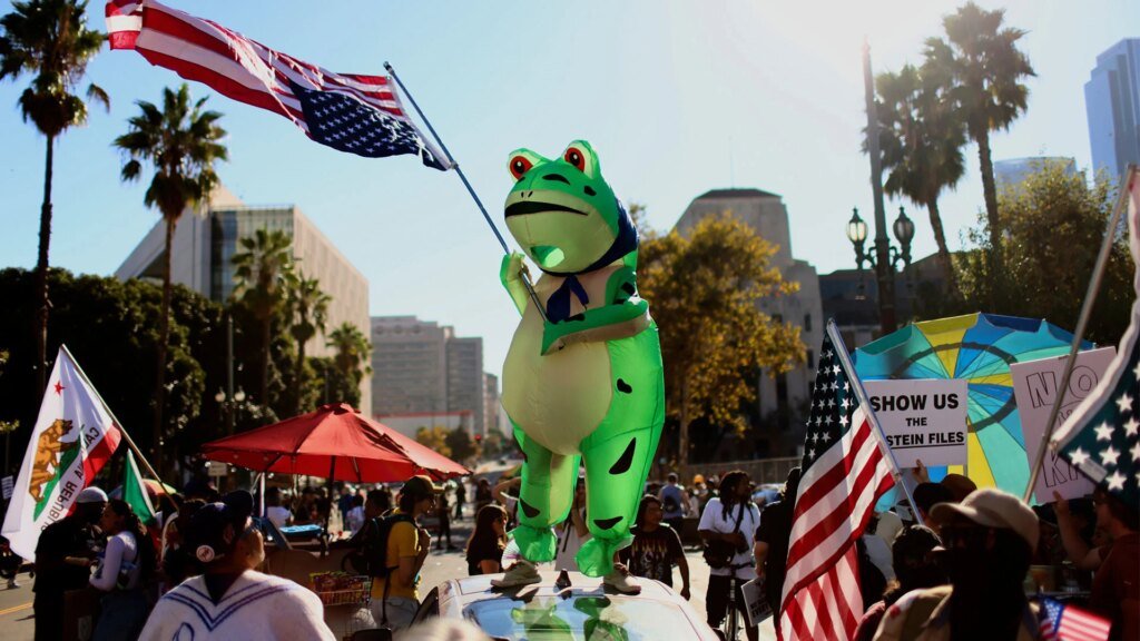 The inflatable costumes at anti-Trump rallies all started here The inflatable costumes at anti-Trump rallies all started here