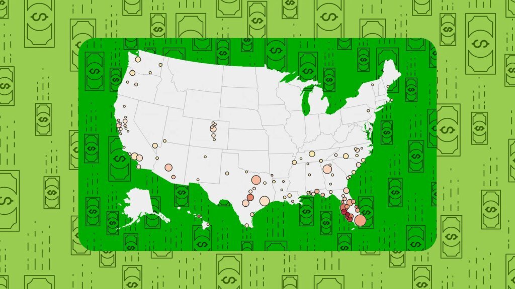 The number of major housing markets with falling home prices drops from 110 to 105 metros
