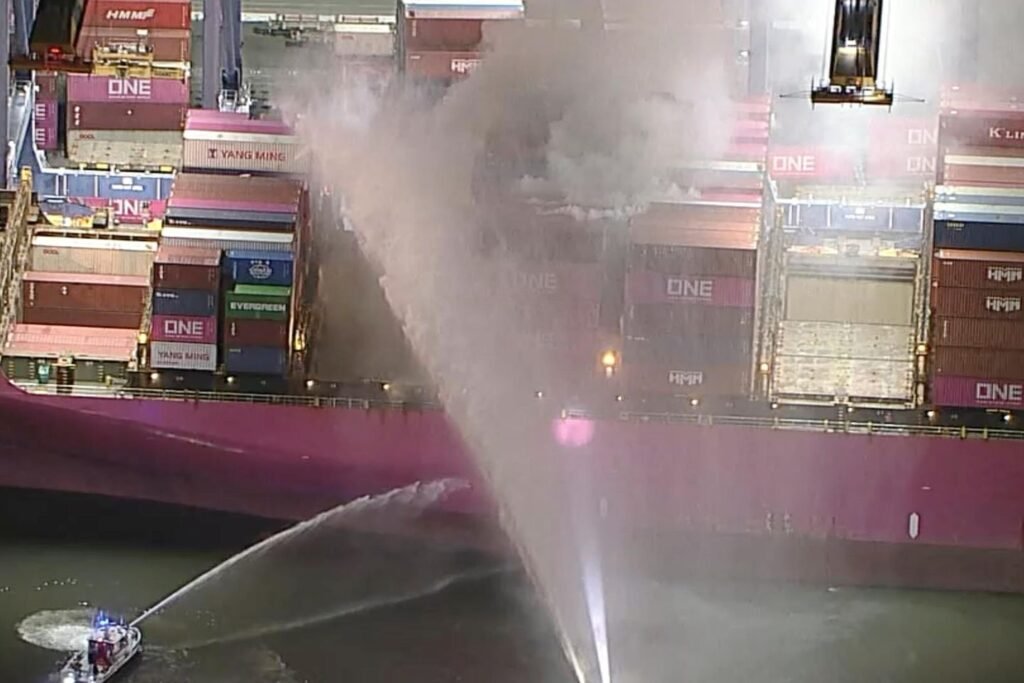 Fire on Los Angeles container ship prompts shelter-in-place order for nearby communities