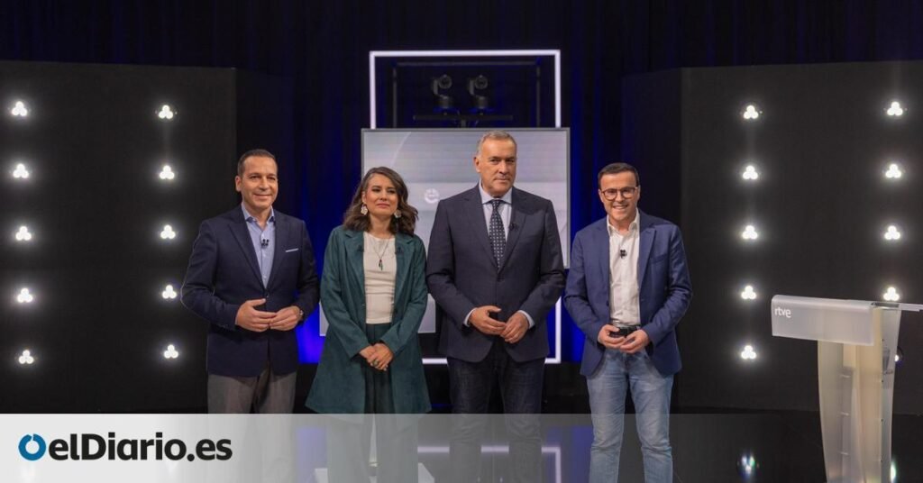 La izquierda alerta del riesgo de perder servicios públicos en Extremadura mientras Vox recurre a la descalificación en el debate a tres sin Guardiola La izquierda alerta del riesgo de perder servicios públicos en Extremadura mientras Vox recurre a la descalificación en el debate a tres sin Guardiola