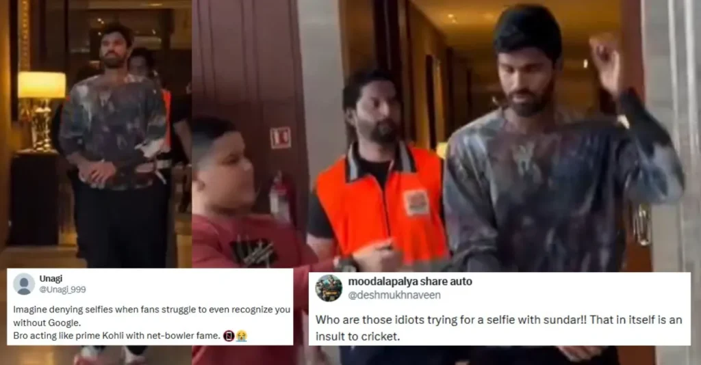 Fans react angrily online after Washington Sundar turns down a selfie and autograph request from young admirer Fans react angrily online after Washington Sundar turns down a selfie and autograph request from young admirer