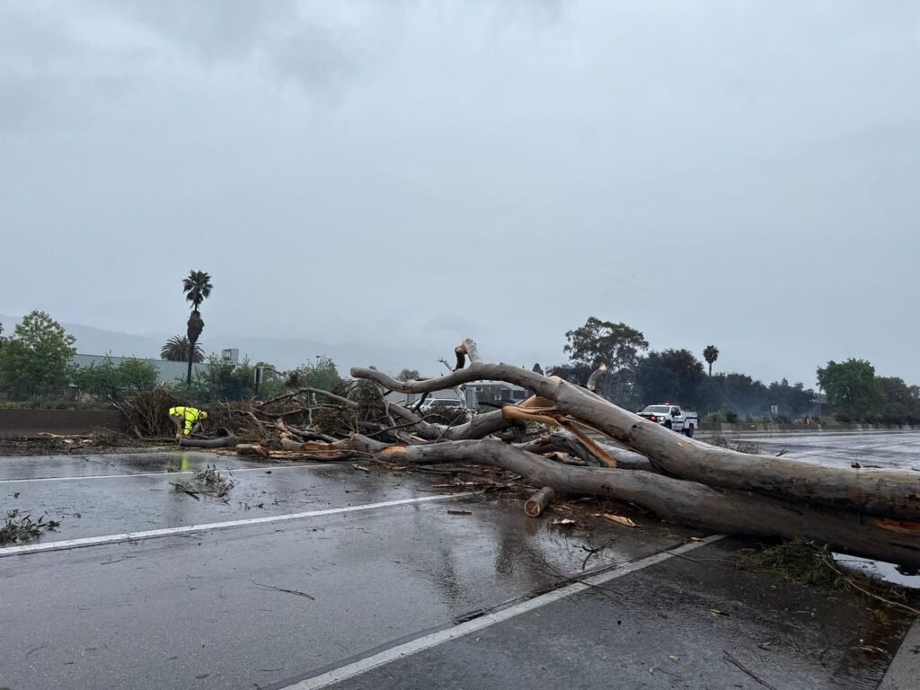 California walloped by winter storm with high winds and heavy rain and snow
