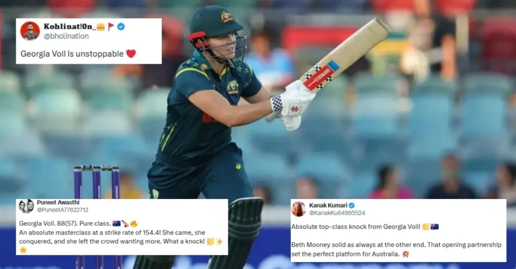 Fans erupt as Georgia Voll’s blazing knock steers Australia to a dominant win over India in 2nd T20I