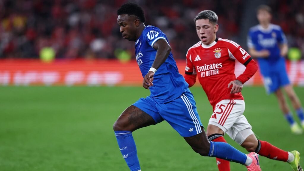 Gianluca Prestianni reacts to Benfica star's Vinicius shirt swap