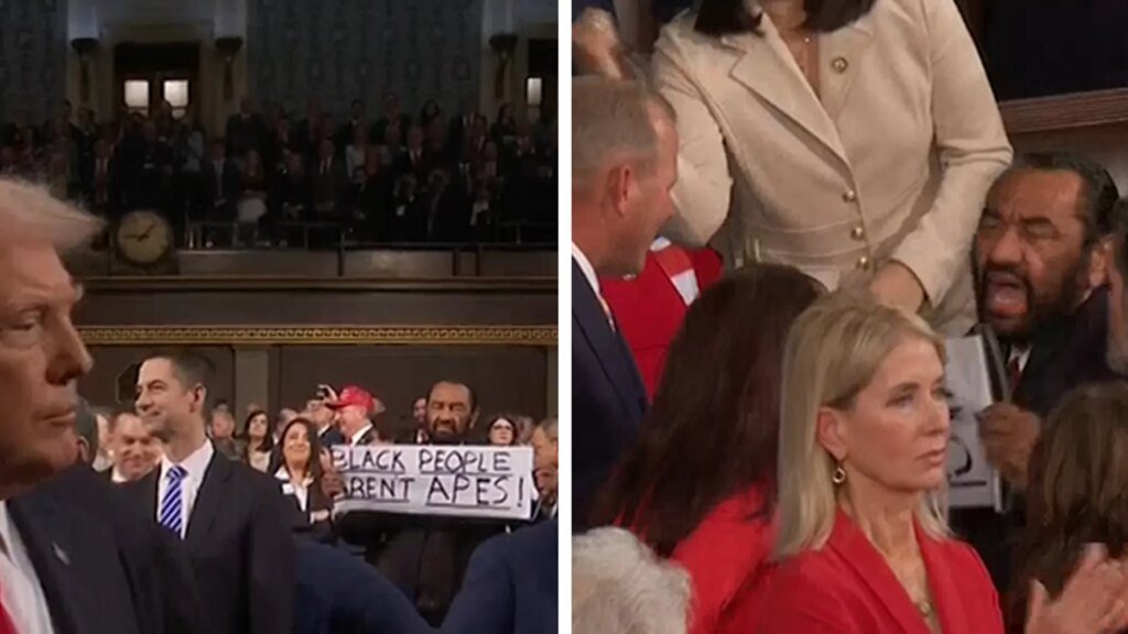 Rep. Al Green Holds ‘Black People Aren’t Apes’ Sign at State of the Union Address Rep. Al Green Holds 'Black People Aren't Apes' Sign at State of the Union Address