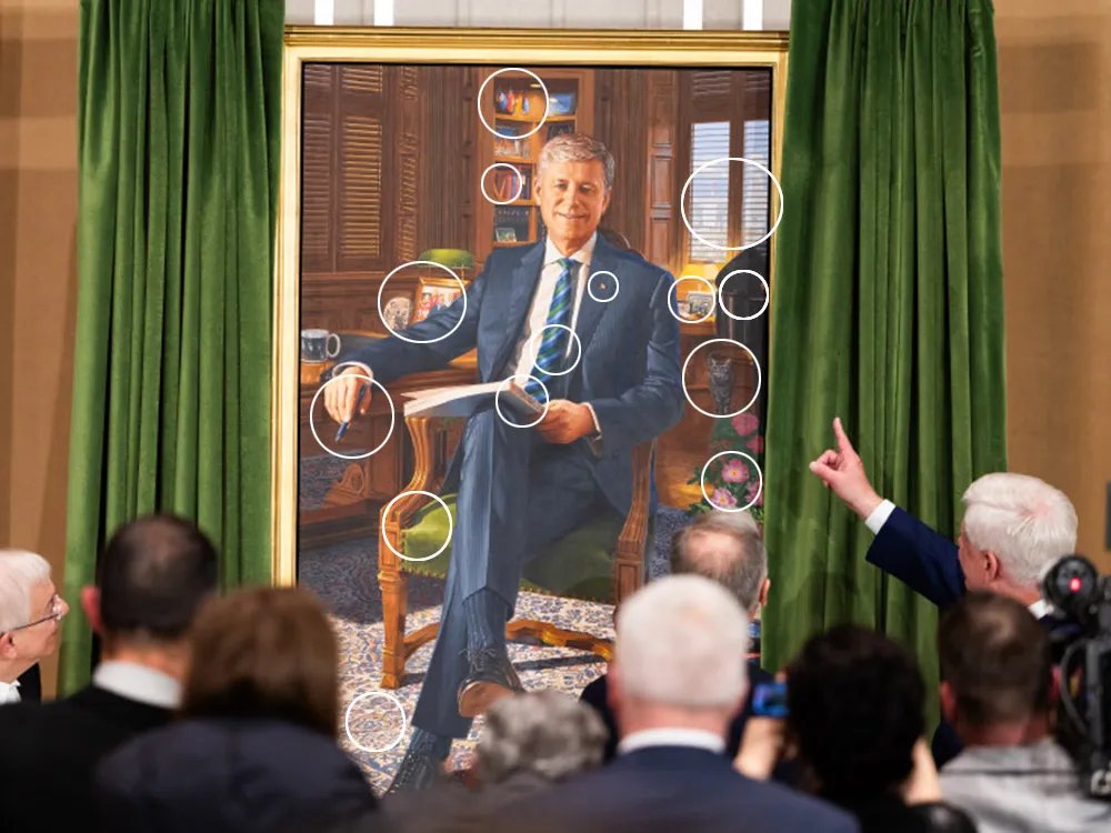 Stephen Harper's portrait is loaded with secrets and clues. Here are some you likely missed Stephen Harper's portrait is loaded with secrets and clues. Here are some you likely missed