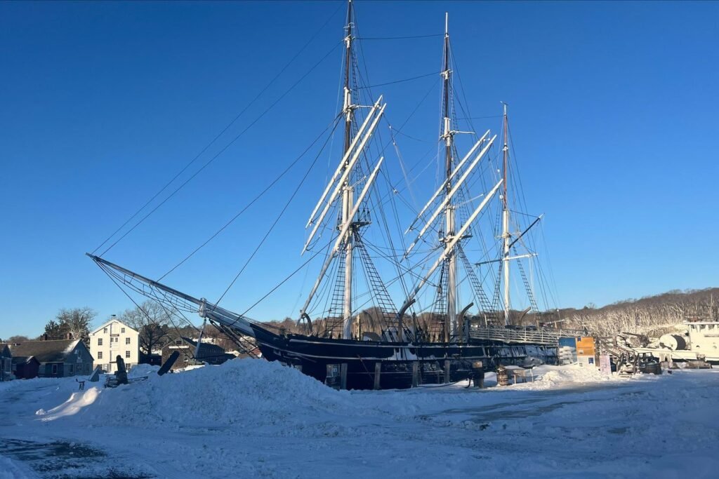 With rubber shovels and grit, Mystic Seaport workers dig out historic whaling ship after snowstorm