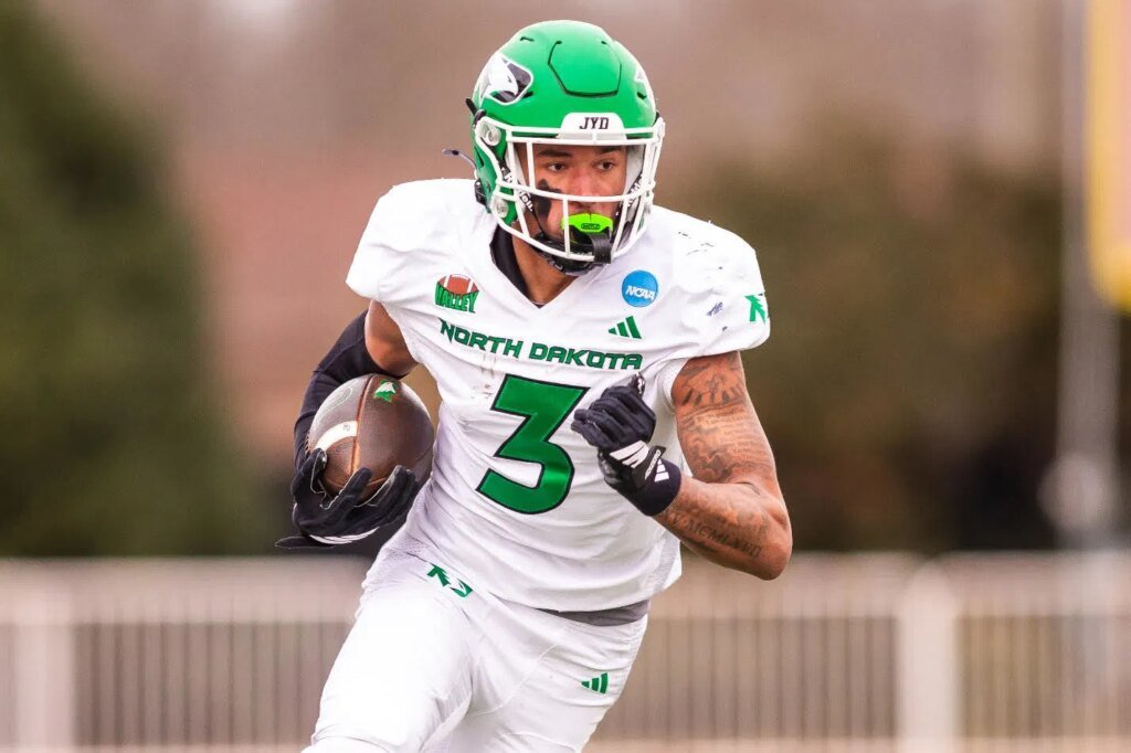 Canadian Nate DeMontagnac performs for NFL scouts at North Dakota pro day