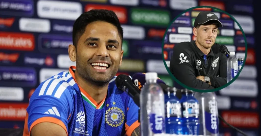 Indian Captain Suryakumar Yadav fires back at Mitchell Santner’s “silence home crowd” remark ahead of the T20 World Cup 2026 Final