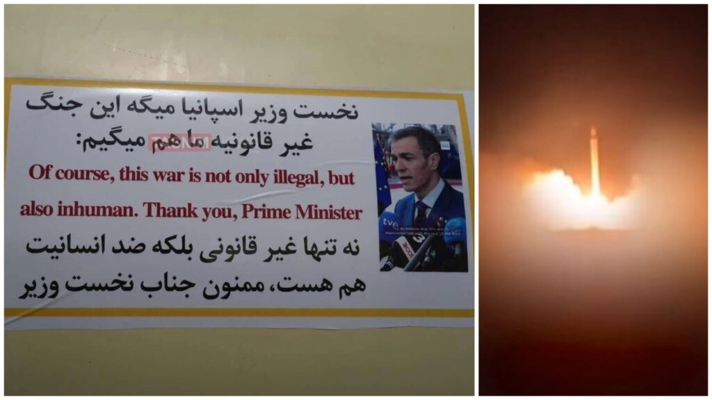 Iran plasters Pedro Sanchez's photo on missiles fired at Israel