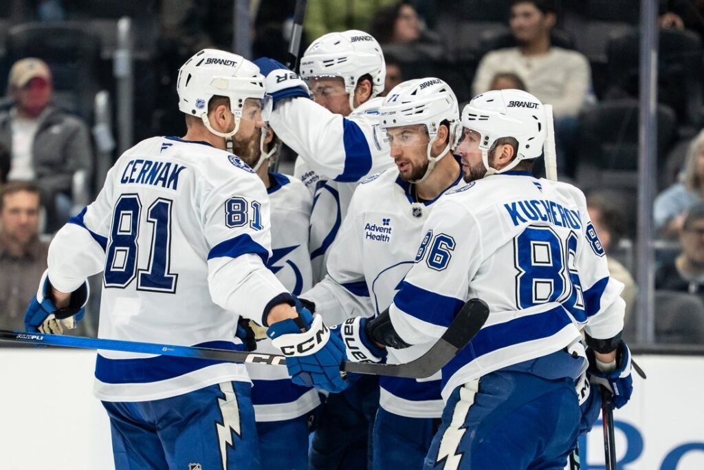 NHL roundup: Nikita Kucherov (3 G, 2 A) steers Lightning past Kraken