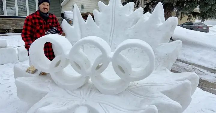 Sherwood Park man sculpts Olympic rings out of snow in front yard – Edmonton Sherwood Park man sculpts Olympic rings out of snow in front yard - Edmonton