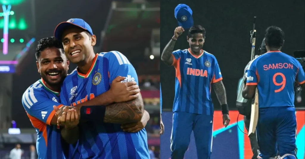 T20 World Cup 2026: Suryakumar Yadav heartwarmingly bows to Sanju Samson after India reaches the semis; video goes viral T20 World Cup 2026: Suryakumar Yadav heartwarmingly bows to Sanju Samson after India reaches the semis; video goes viral