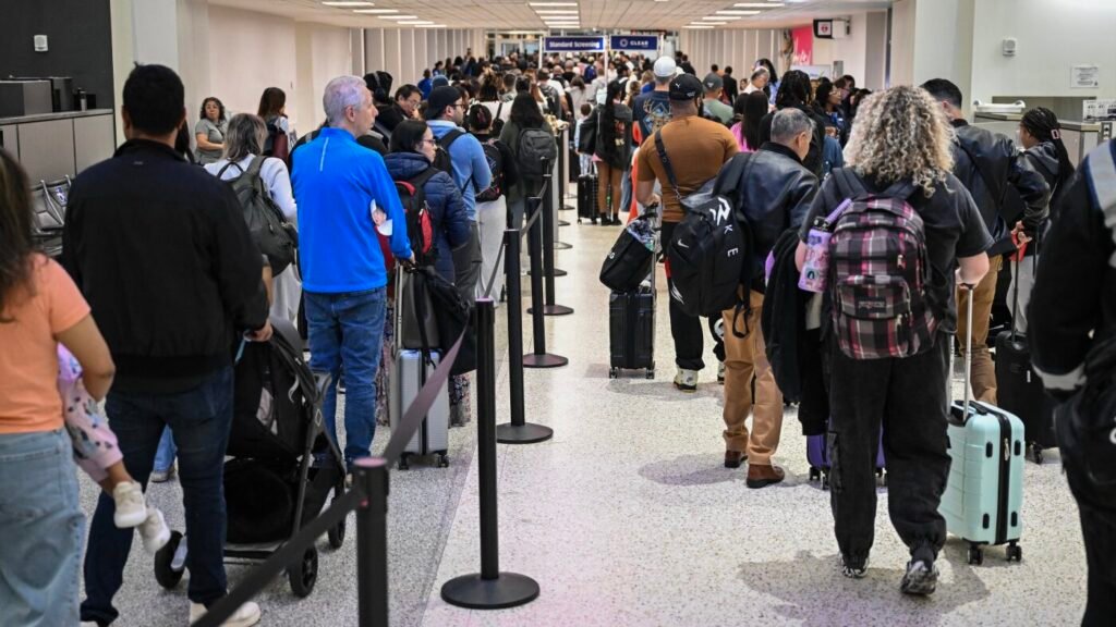 TSA wait times are unpredictable amid government shutdown : NPR