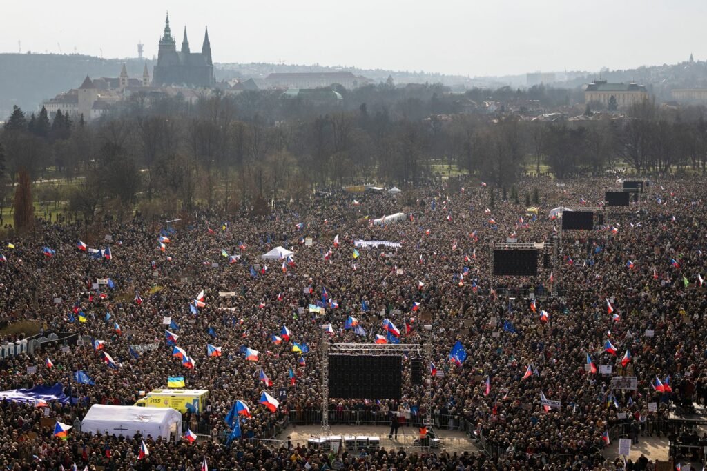 Tens of thousands of protesters rally in Prague against new government of Czech prime minister Babis