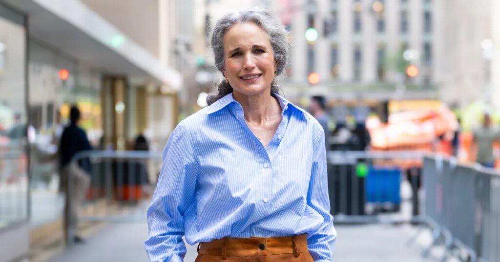 Andie MacDowell's Kitten Heel Style Makes Legs Look Longer