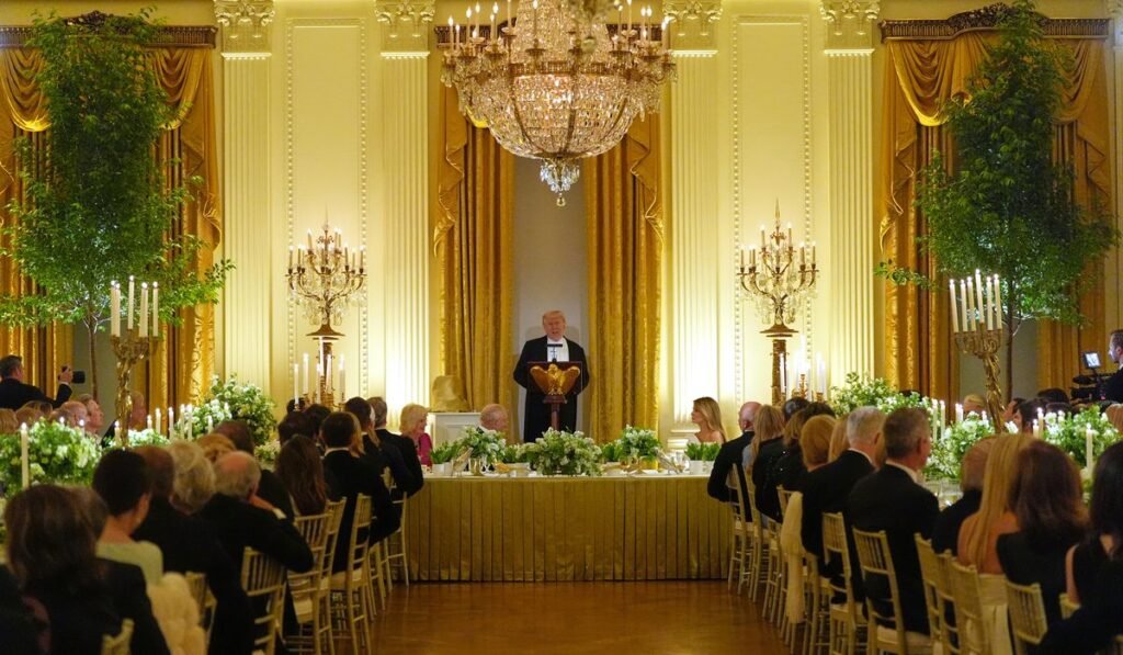 Charles notes ballroom renovations, alludes to previous British presence at White House