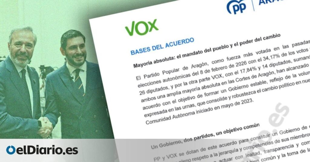 Consulta el pacto íntegro entre PP y Vox en Aragón