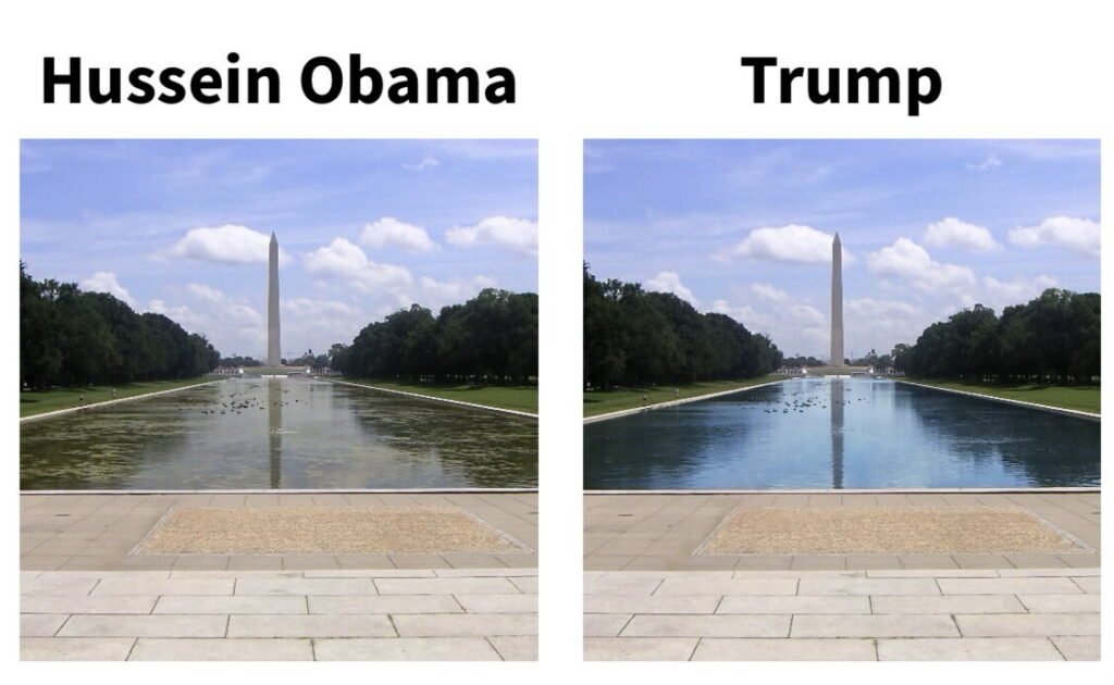 Donald Trump Meme Targets Obama Using D.C. Reflecting Pool Imagery