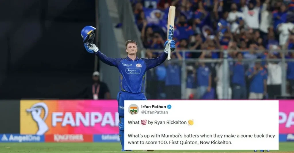 Fans go crazy as Ryan Rickelton smashes a sensational record breaking century against SRH in IPL 2026