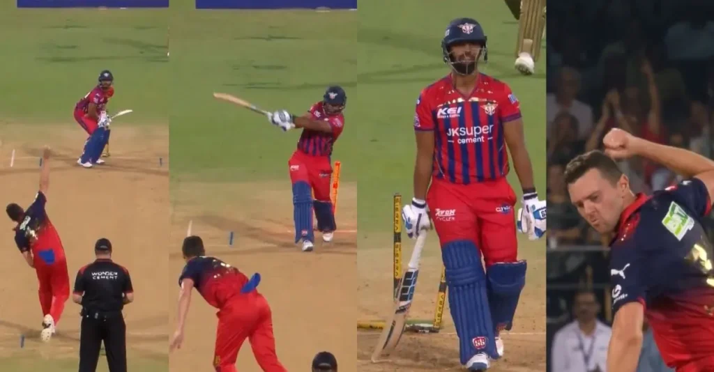 IPL 2026 [WATCH]: Josh Hazlewood knocks over Nicholas Pooran’s stumps with a peach in RCB vs LSG showdown