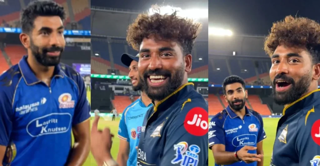 IPL 2026 [WATCH]: Mohammed Siraj shares a light-hearted ‘Dhurandhar’ moment with Jasprit Bumrah post GT vs MI showdown
