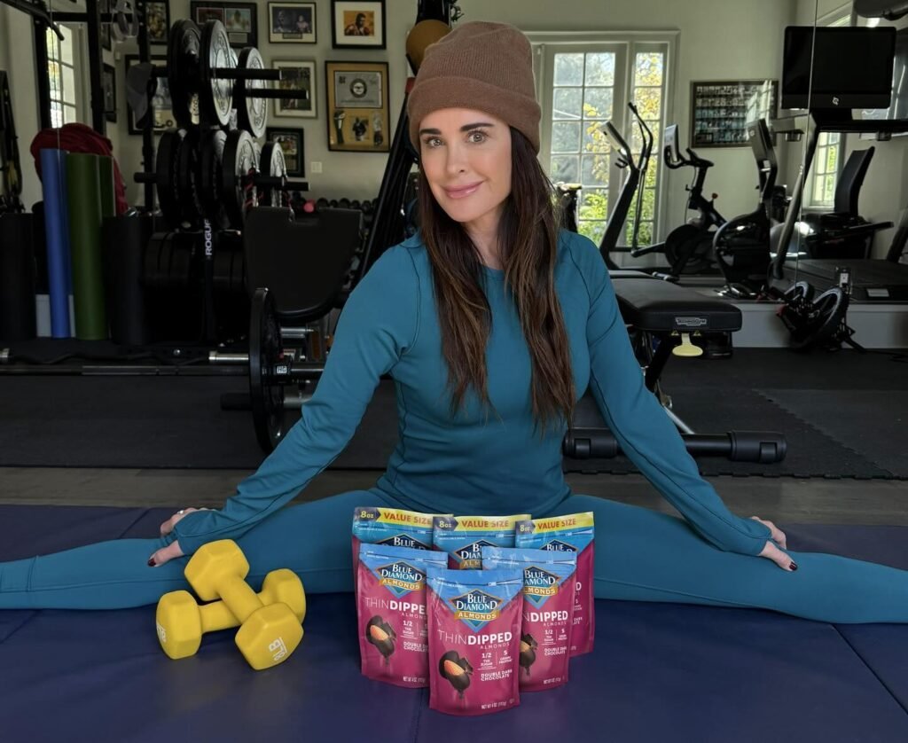 Kyle Richards Shows Off Impressive Splits While Promoting Blue Diamond Almonds