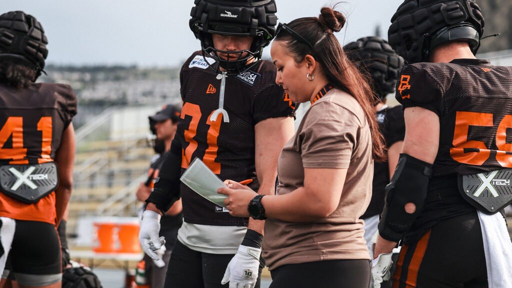 Alicia Gladue finding her coaching path through CFL Women in Football Program Alicia Gladue finding her coaching path through CFL Women in Football Program