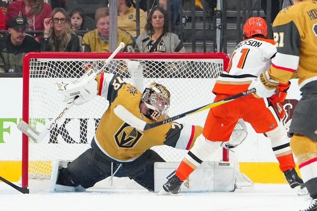 Contentious third-period goal carries Knights past Ducks in Game 1 Contentious third-period goal carries Knights past Ducks in Game 1