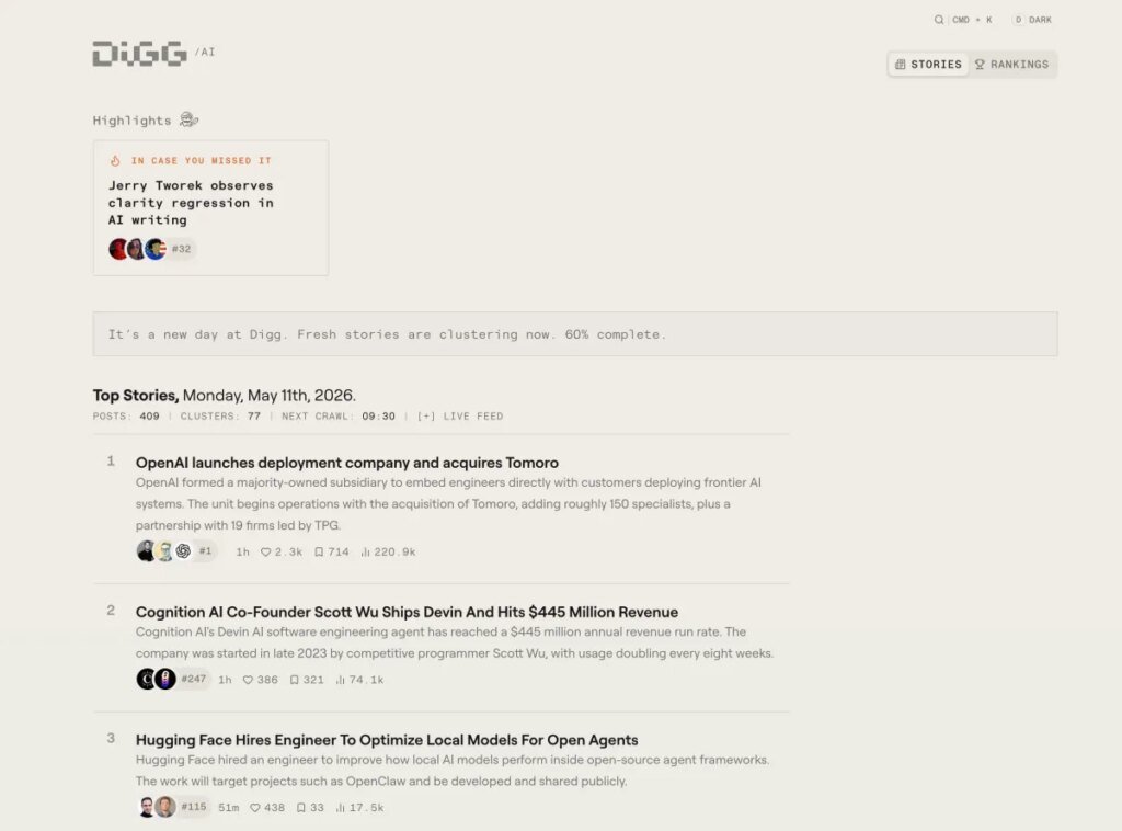 Digg tries again, this time as an AI news aggregator