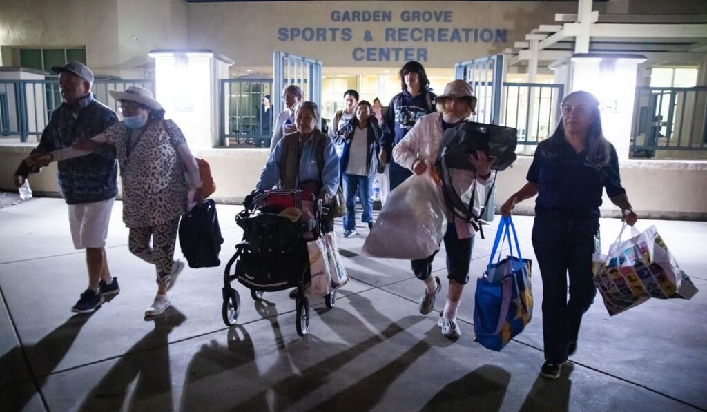 Evacuation centers fill up in Southern California as efforts continue to cool damaged chemical tank Evacuation centers fill up in Southern California as efforts continue to cool damaged chemical tank