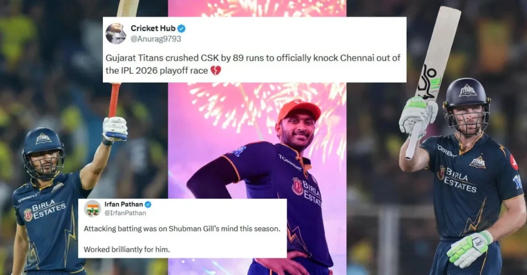 Fans erupt as GT trio Shubman Gill, Sai Sudharsan and Jos Buttler knock CSK out of IPL 2026 Fans erupt as GT trio Shubman Gill, Sai Sudharsan and Jos Buttler knock CSK out of IPL 2026