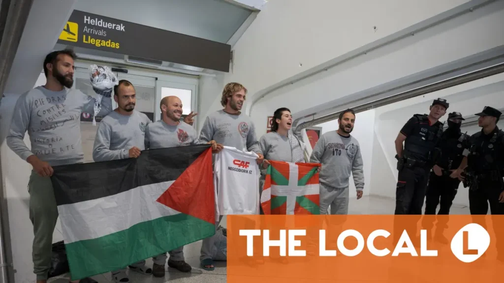 Four held after clashes at Spain airport as Gaza activists return Four held after clashes at Spain airport as Gaza activists return