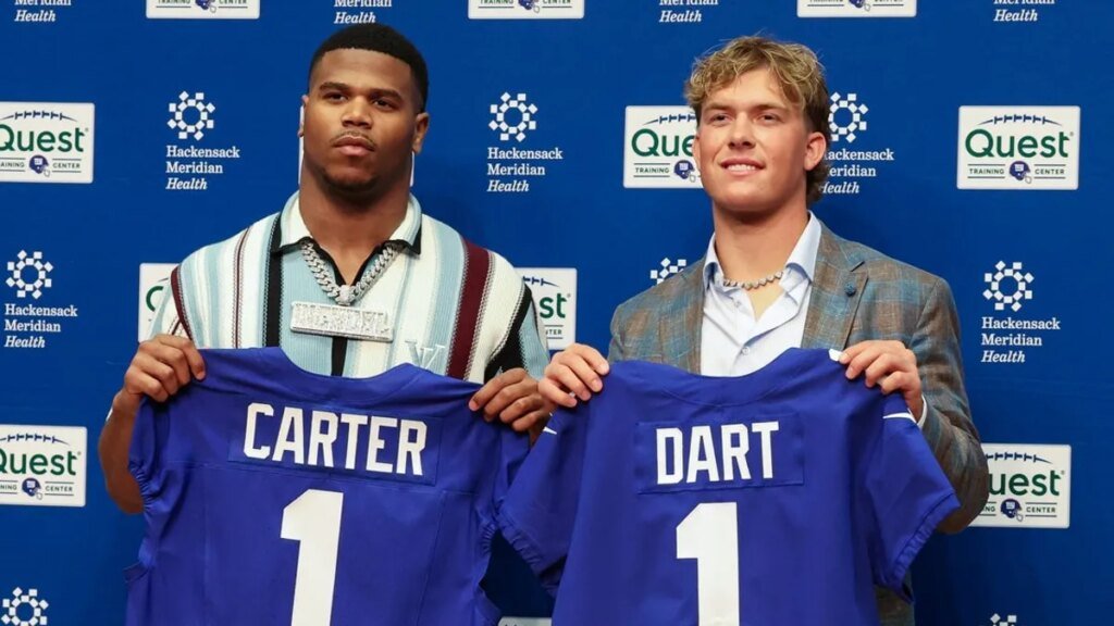 Giants' Abdul Carter: 'No beef' with Jaxson Dart over President Trump intro