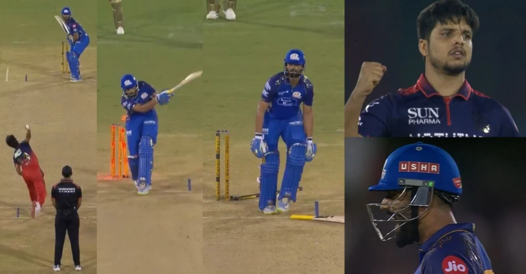 IPL 2026 [WATCH]: Rasikh Salam rattles Naman Dhir’s stumps with a peach in the RCB vs MI showdown