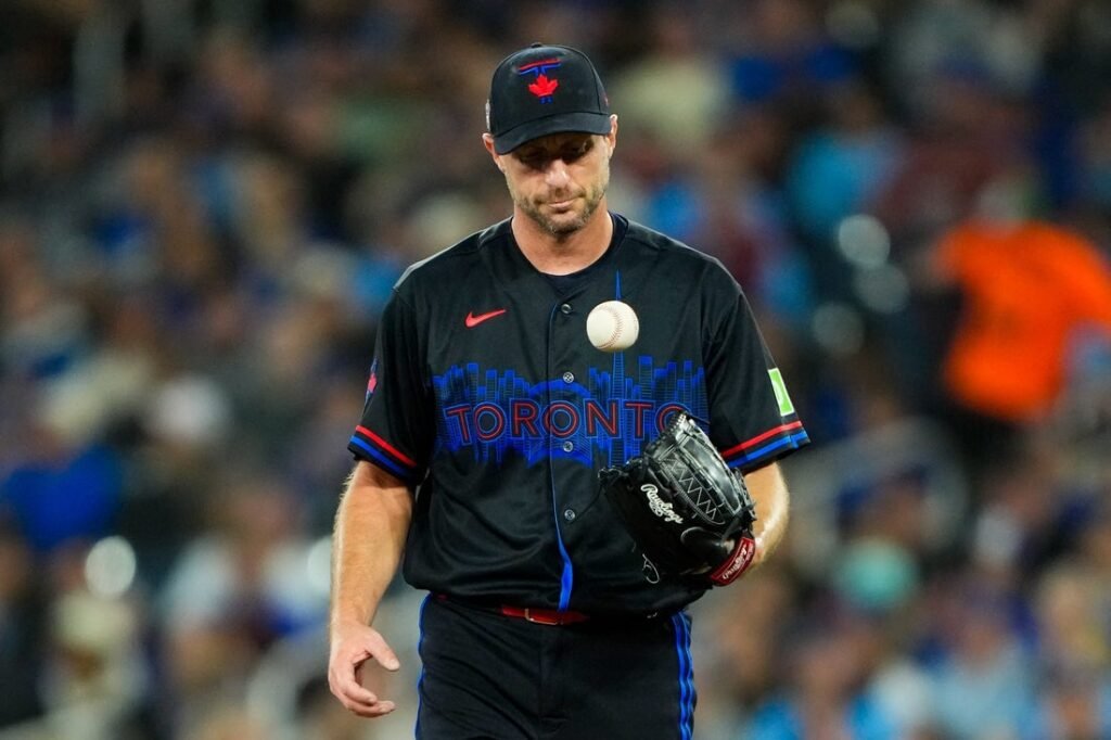 Jays' Max Scherzer: Forearm preventing him from 'ramping up'