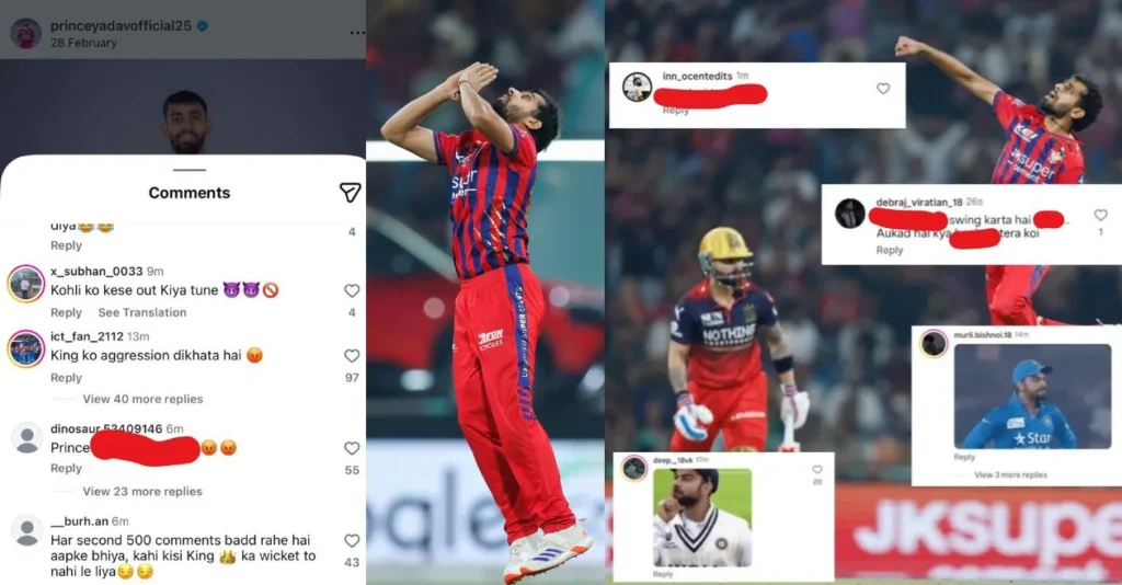 Prince Yadav faces online backlash from Virat Kohli fans after dismissing the RCB star in the IPL 2026 encounter