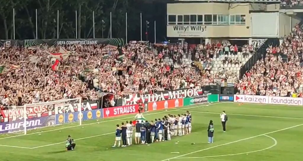 Rayo Vallecano winger takes Palestine flag from the crowd