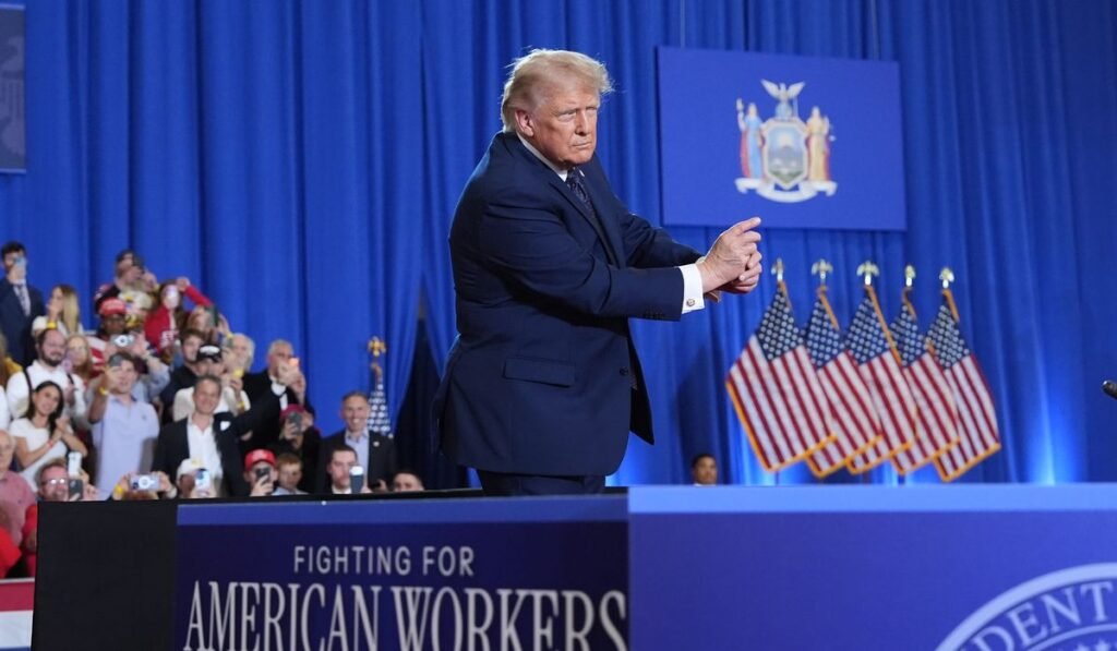 Trump rallies MAGA base in historic visit to New York battleground district
