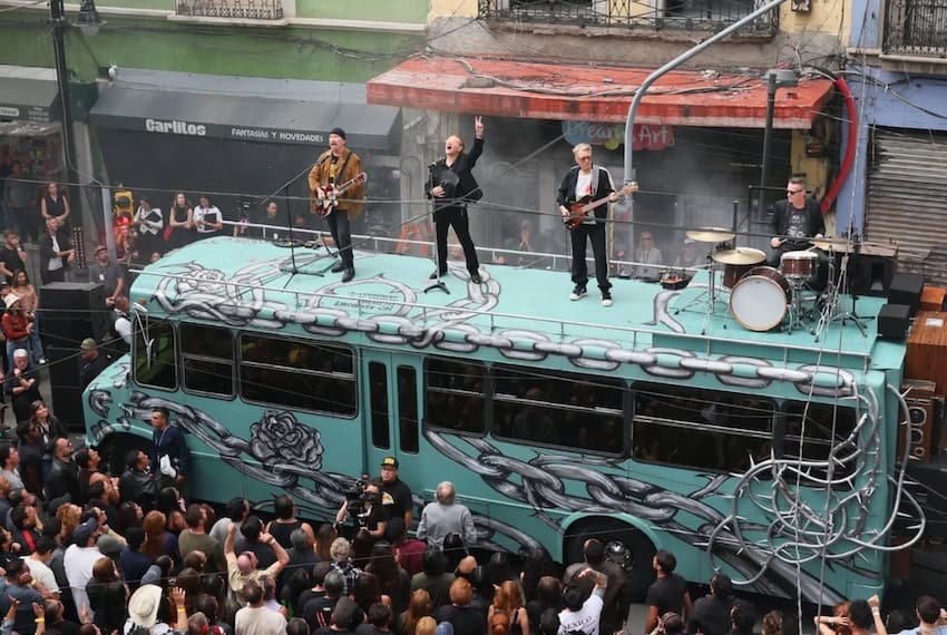 Why was U2 performing on top of a bus in Mexico City? Why was U2 performing on top of a bus in Mexico City?