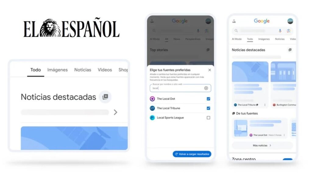 así puedes añadir a EL ESPAÑOL a tus fuentes preferidas de búsqueda en móvil y PC