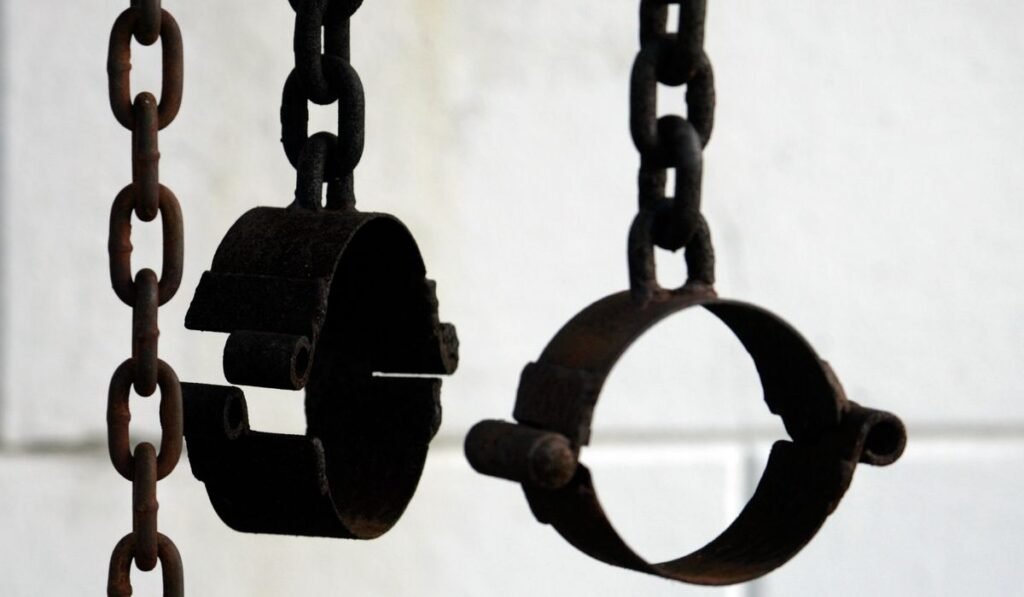 A crucial tool of the slave trade, shackles evoke an ugly part of America’s past