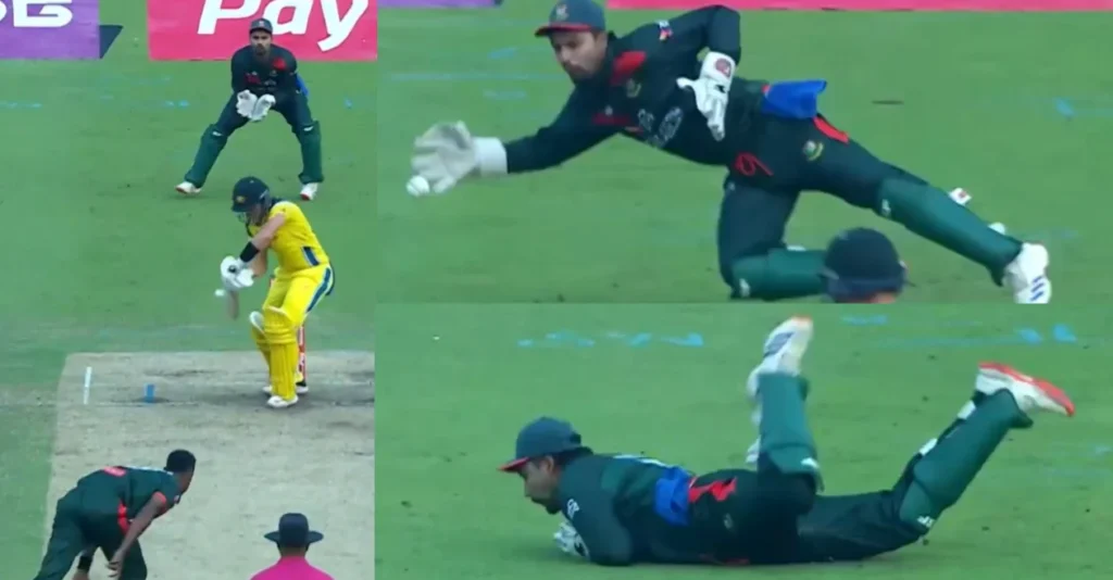 BAN vs AUS [WATCH]: Nurul Hasan takes a stunning diving catch to dismiss Marnus Labuschagne in 3rd ODI