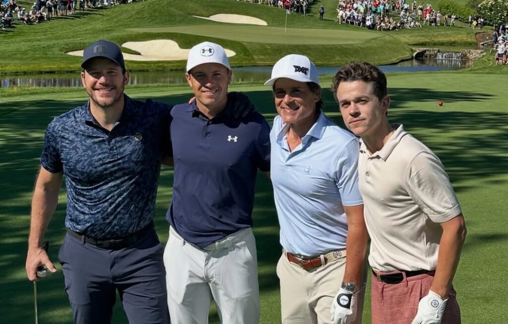 Chris Pratt Tees Off at the Memorial Pro-Am Alongside Jordan Spieth and Rob Lowe