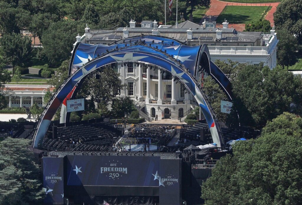 Donald Trump turns 80 and celebrates with UFC cage fighting on the White House lawn
