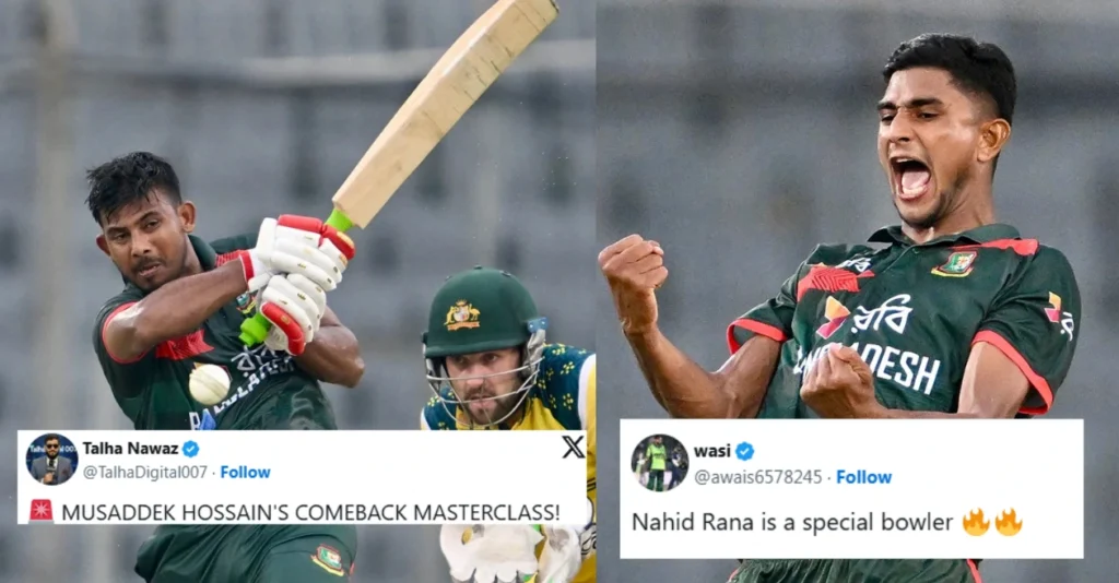 Fans erupt as Mosaddek Hossain and Nahid Rana steer Bangladesh to historic win over Australia in the first ODI Fans erupt as Mosaddek Hossain and Nahid Rana steer Bangladesh to historic win over Australia in the first ODI