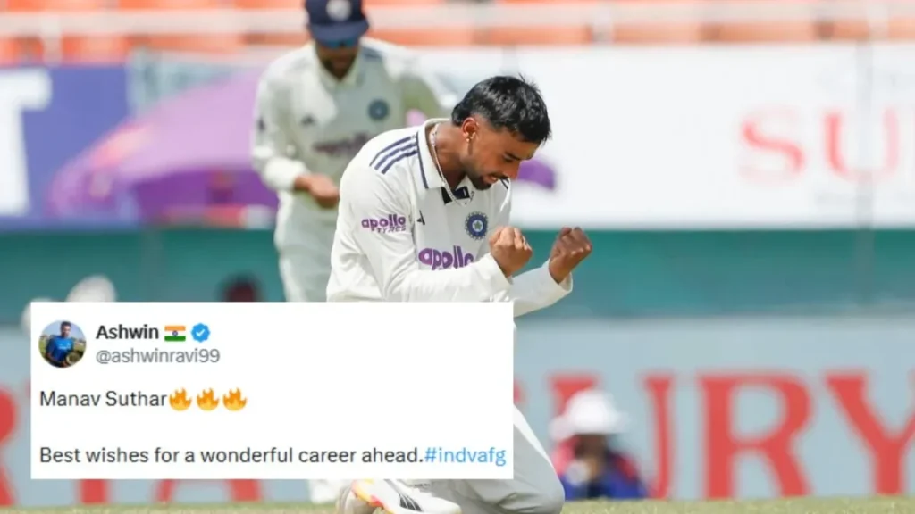 Fans go wild as Manav Suthar strikes a six-wicket haul on debut against Afghanistan on Day 3 of Mullanpur Test