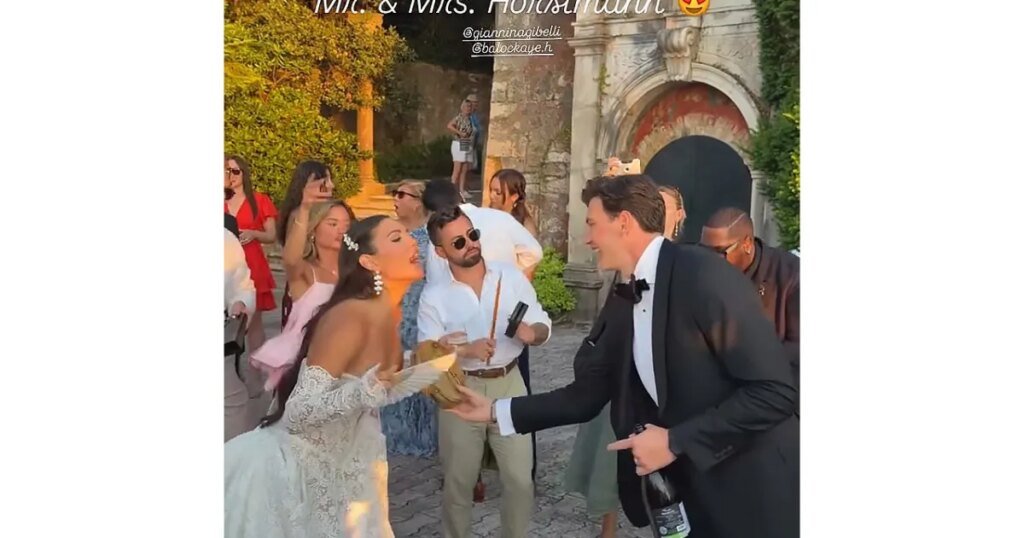 Giannina Gibelli Stuns in Crystal Dress at Wedding Reception Giannina Gibelli Stuns in Crystal Dress at Wedding Reception